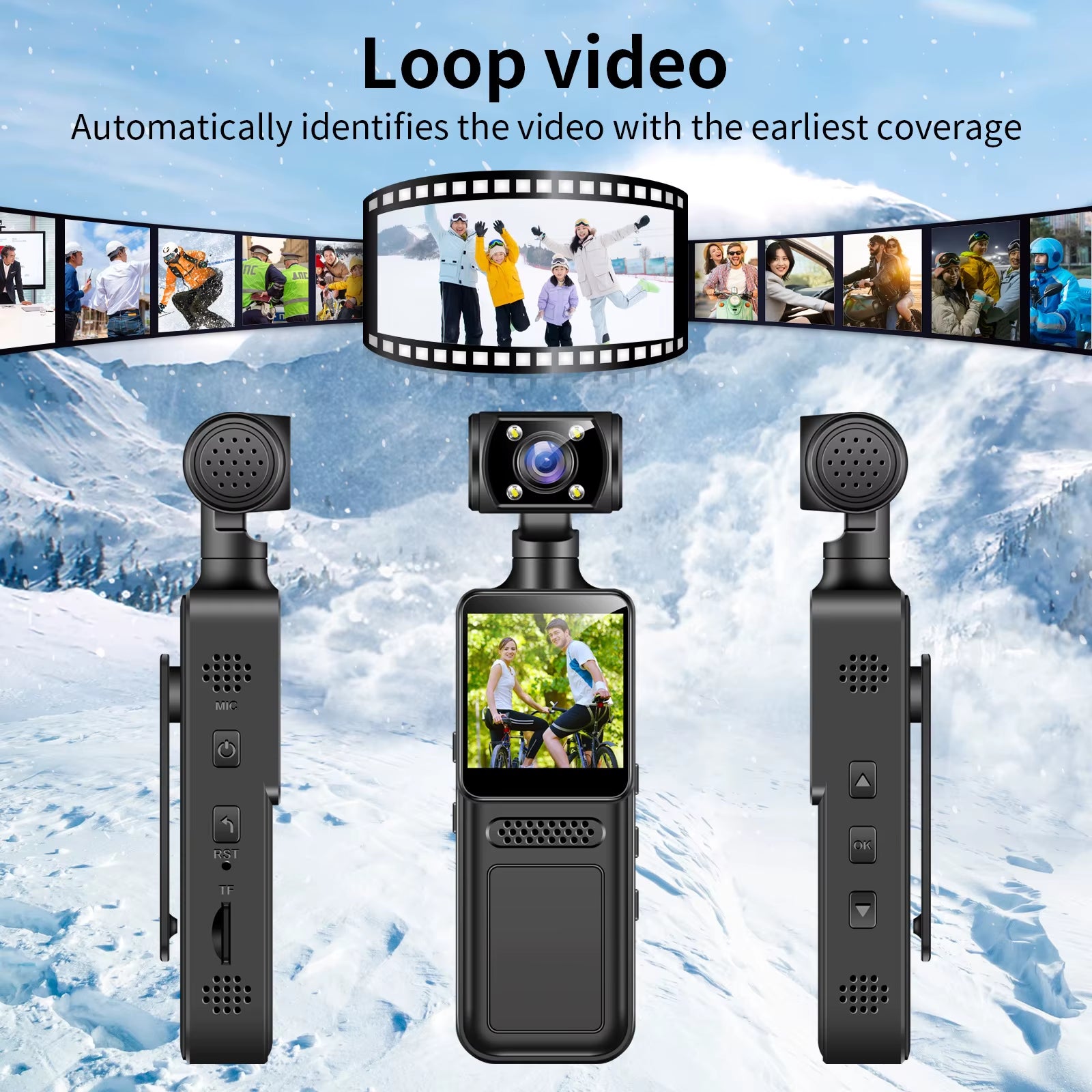 M12 4K HD Handheld Pocket Camera 180 ° Rotating Mini Portable Camera Wearable Night Vision Qutdoor Sports Camera