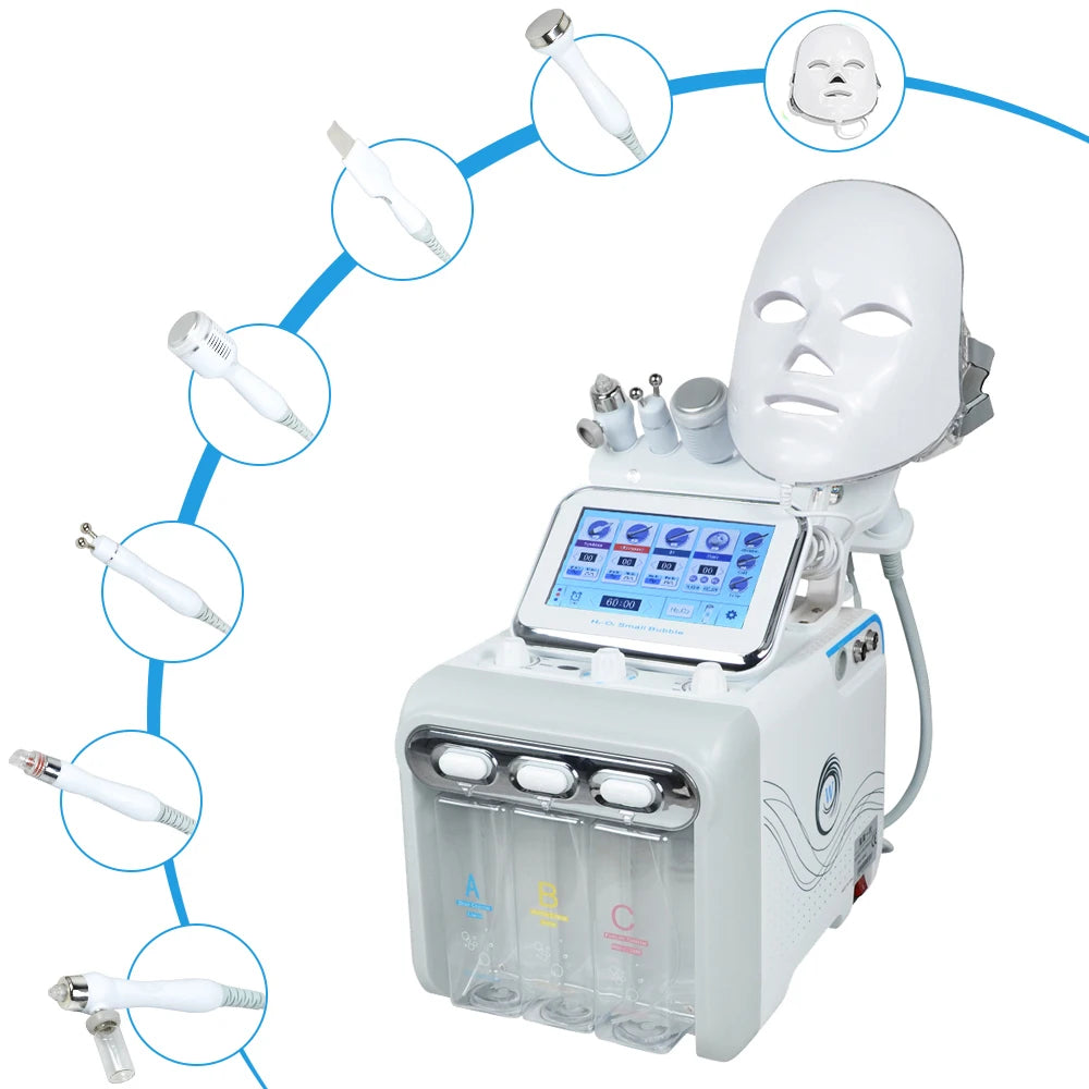 7 in 1 Small Bubble Deep Pore Cleaning Facial Cleansing Machine H2 O2 Hydra Dermabrasion Peel Oxygen Jet Beauty Equipment