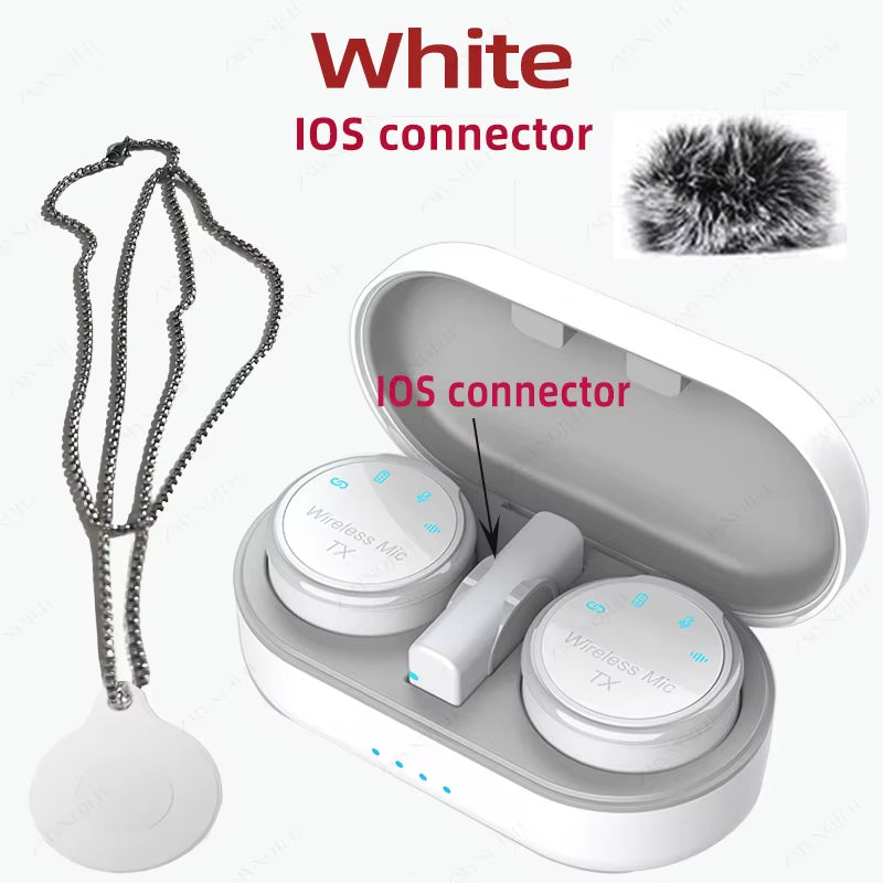 New Magnetic Wireless Lavalier Microphone Noise Canceling Necklace Windproof Cap Audio Video Recording Microphone for Smartphone