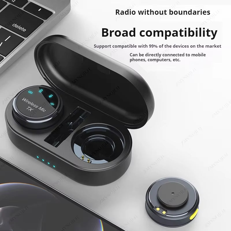 New Magnetic Wireless Lavalier Microphone Noise Canceling Necklace Windproof Cap Audio Video Recording Microphone for Smartphone