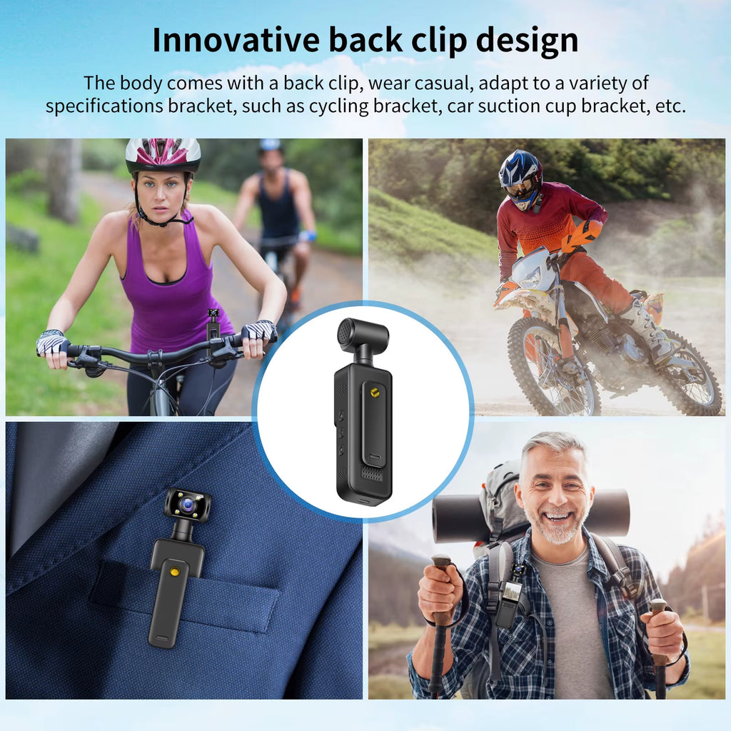 M12 4K HD Handheld Pocket Camera 180 ° Rotating Mini Portable Camera Wearable Night Vision Qutdoor Sports Camera