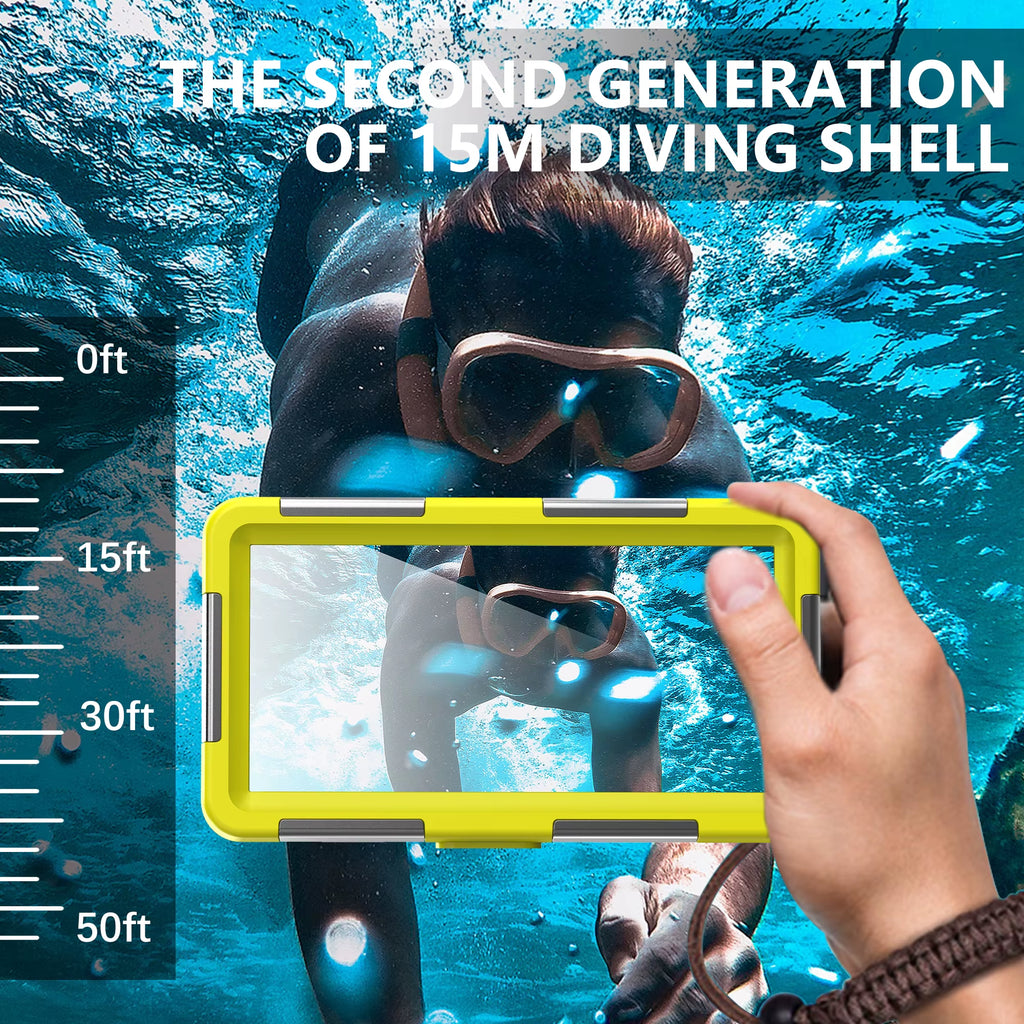 Multi-Functional, Durable, Waterproof, 15M/50Ft, Universal 6.9 Inch Waterproof Phone Case, IP68, Professional Diving Photography