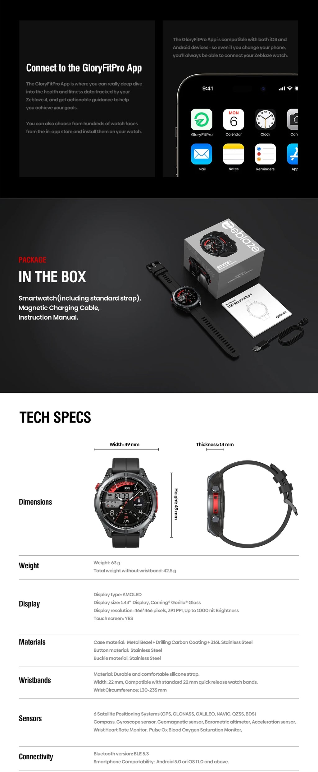 Zeblaze Stratos 4 GPS Smartwatch