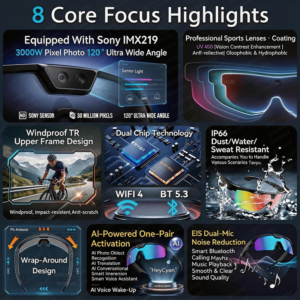 HD 1080p Smart Glasses – Bluetooth, AI & Built-in Camera