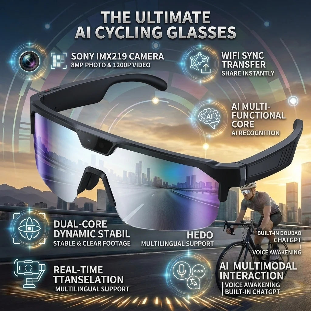 HD 1080p Smart Glasses – Bluetooth, AI & Built-in Camera