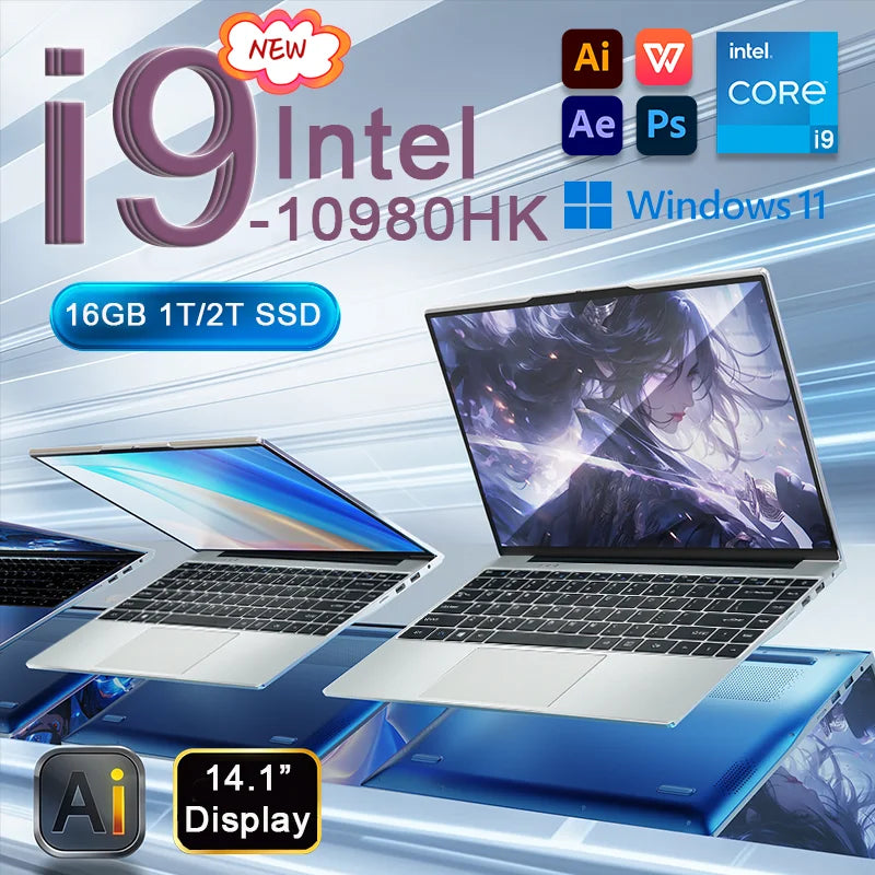 14.1" Windows 11 Pro Intel Core I9 10980Hk 16GB RAM 1/2TB SSD Gaming Laptops 1920*1080 Notebook Computer Office Laptop