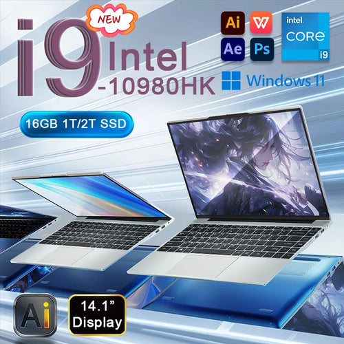 14.1" Windows 11 Pro Intel Core I9 10980Hk 16GB RAM 1/2TB SSD Gaming Laptops 1920*1080 Notebook Computer Office Laptop